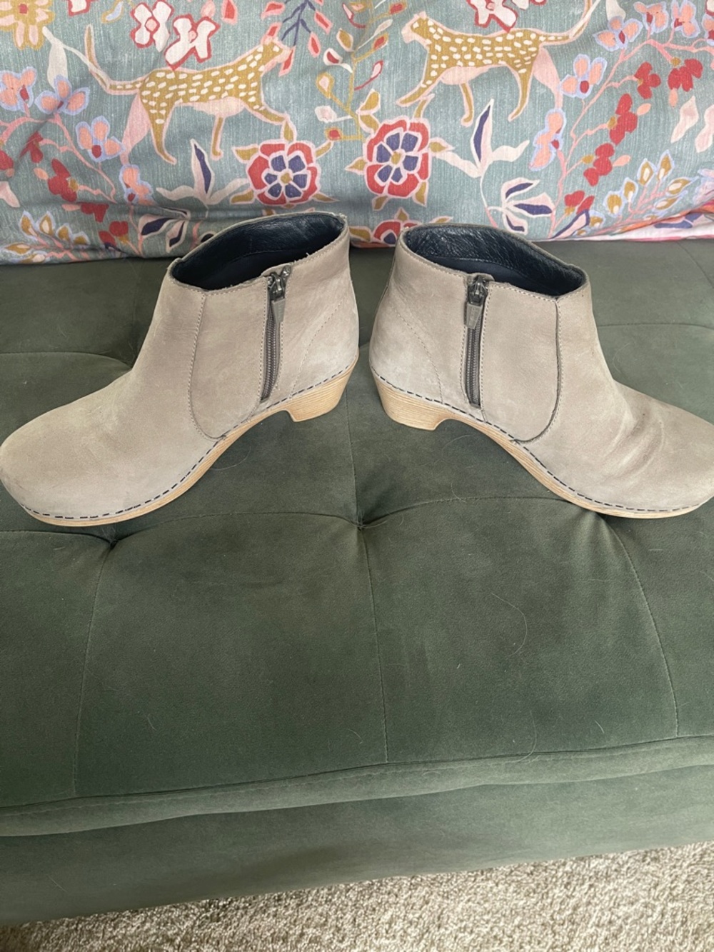 Dansko Lisette Taupe Suede Ankle Booties with Side Zip - Picture 4 of 4